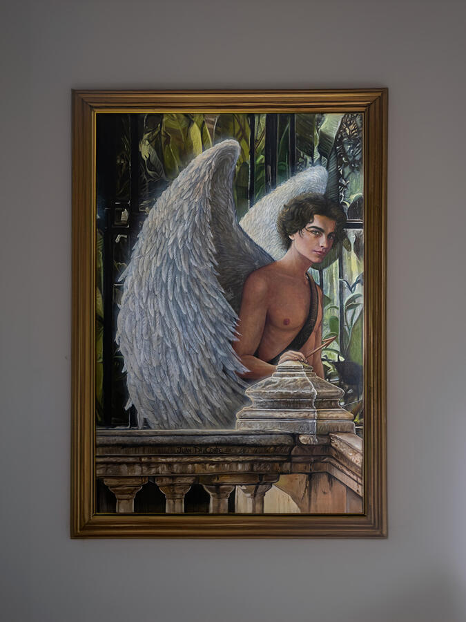 original painting of cupid made by juan da corte inspired by timothee chalamet