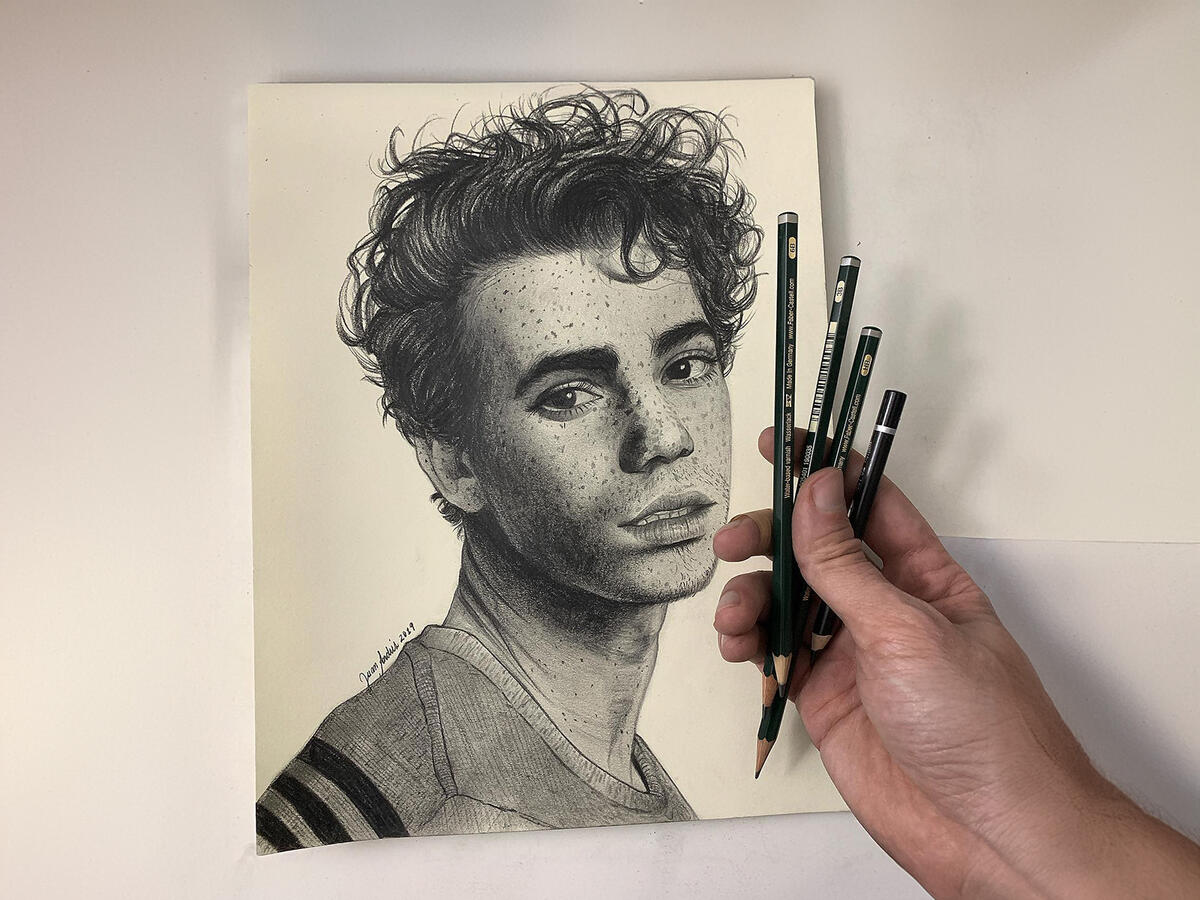 Realistic traditional pencil portrait of cameron boyce by Juan Da Corte